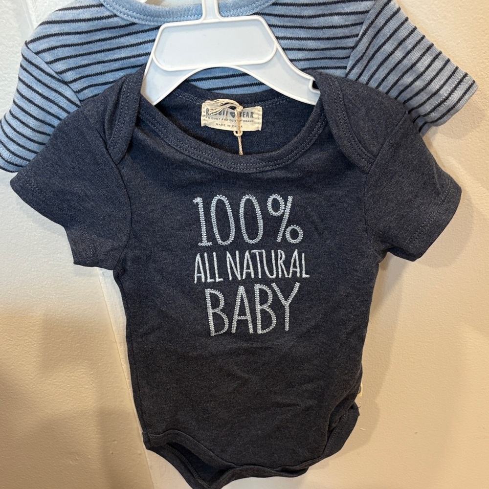 2 Pack Navy Blue Baby Bodysuit - 100% Organic Cotton
